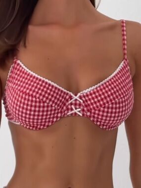 Sanori swim deia top Red Gingham Bikini Top